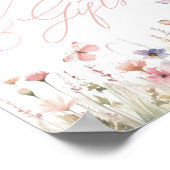Vlinder Wildflower Baby shower Kaarten en geschenk Poster (Hoek)
