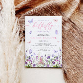 Vlinder Wildflower Roze en Paarse Baby shower Kaart