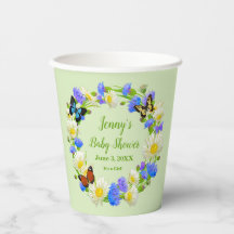 Vlinder Wildlowers Baby shower Papier Cups