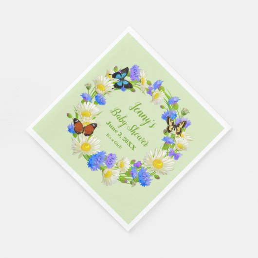 Vlinder Wildlowers Baby shower Papieren servetten (Hoek)