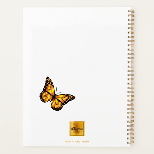 Vlinder wit goud zwart 2025 planner (Achterkant)