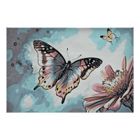 *~* Vlinder Witte Bloem Waterverf AP52