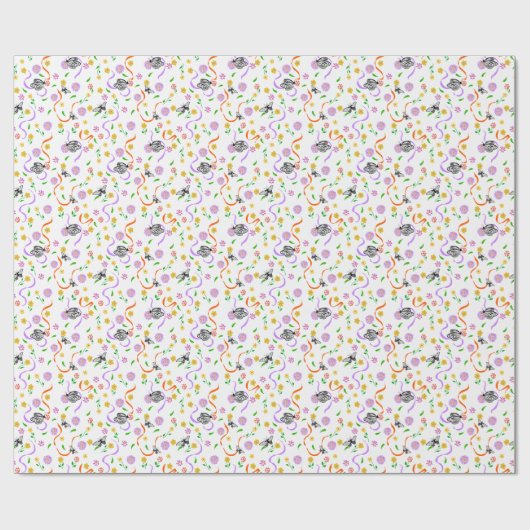 Vlinder Witte Lavendel Bloem Cadeaupapier (Vlak)