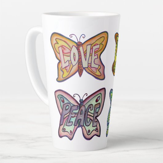 Vlinder Word Art Custom Latte Mok Cup (Linkerhoek)