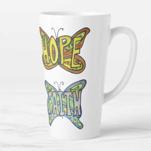 Vlinder Word Art Custom Latte Mok Cup (Rechts)