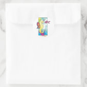 vlinder zeepaard en vis ronde sticker (Tas)