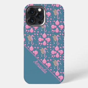 Vlinder Zeepaardje in Bellen Aangepaste Hoes voor iPhone 13 Pro Max Hoesje