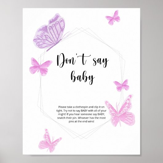 Vlinder Zeg geen baby  Poster (Voorkant)