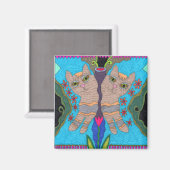 Vlinder-zij aan zij katten magneet (Voorkant / Achterkant)