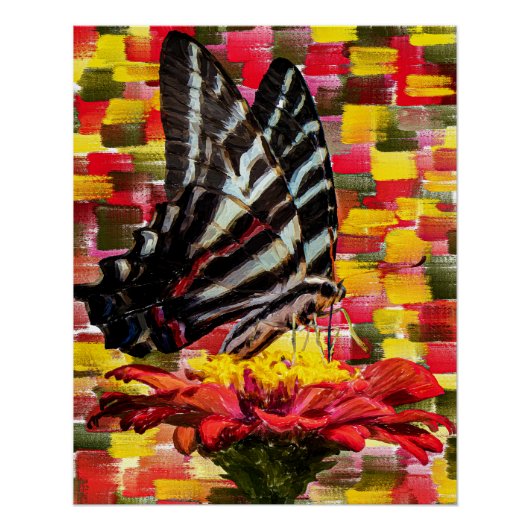 Vlinder zit op de bloem perfect poster (Voorkant)