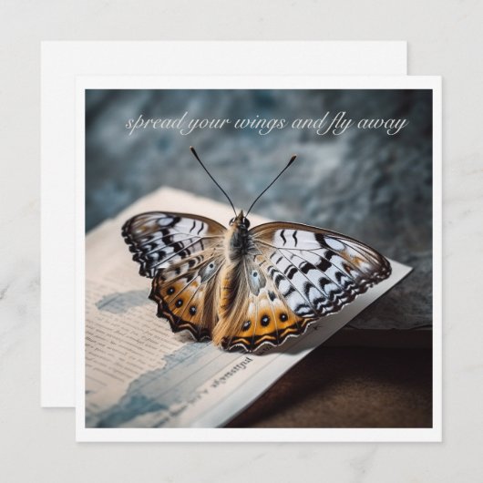 Vlinder zittend op open boek, aanpasbaar (Voorkant / Achterkant)