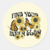  vlinder | Zoek uw binnenste gloed Ronde Sticker (Voorkant)