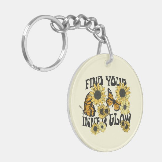  vlinder | Zoek uw binnenste gloed Sleutelhanger (Voorkant Links)