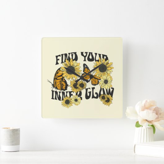  vlinder | Zoek uw binnenste gloed Vierkante Klok (Huis)
