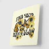 vlinder | Zoek uw binnenste gloed Vierkante Klok (Hoek)