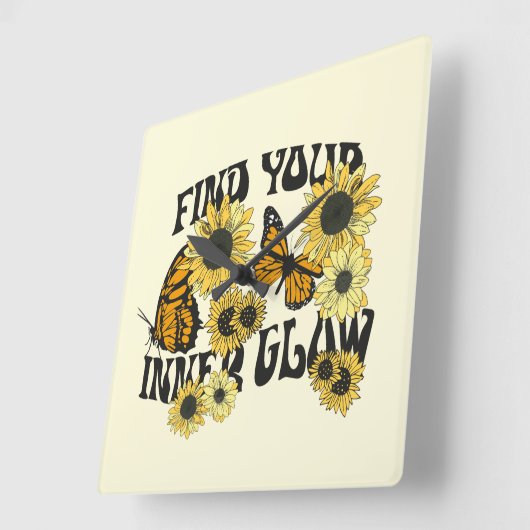  vlinder | Zoek uw binnenste gloed Vierkante Klok (Hoek)