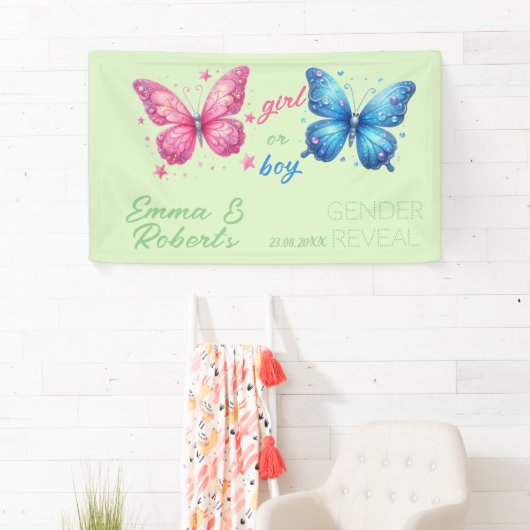 vlinder zomer Geslacht onthullen Party aangepaste  Spandoek (Insitu)