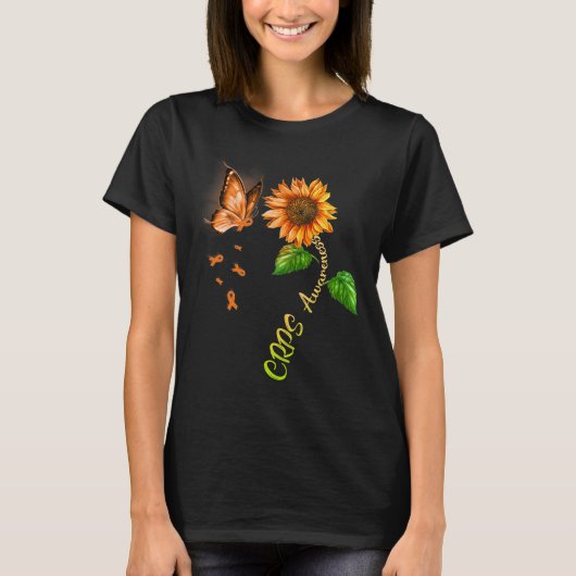 Vlinder Zonnebloem CRPS Awareness 1 T-shirt (Voorkant)