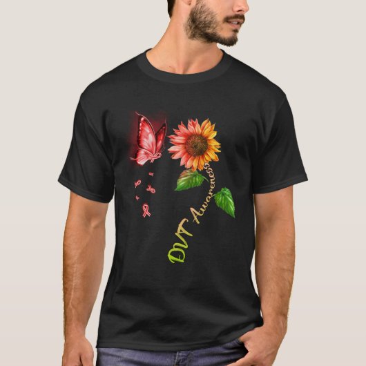 Vlinder Zonnebloem DVT Awareness T-shirt (Voorkant)
