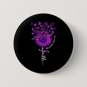 Vlinder zonnebloem fibromyalgie bewustzijn 1 ronde button 5,7 cm