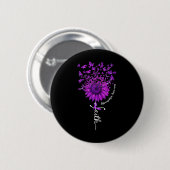 Vlinder zonnebloem fibromyalgie bewustzijn 1 ronde button 5,7 cm (Voorkant /achterkant)