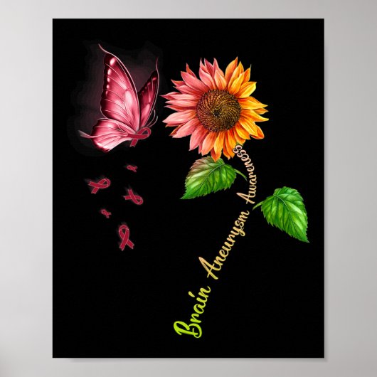 Vlinder Zonnebloem Hersenen Aneurysma Bewustzijn  Poster (Voorkant)