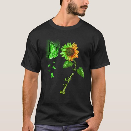 Vlinder Zonnebloem Hersenschade Bewustzijn T-shirt (Voorkant)