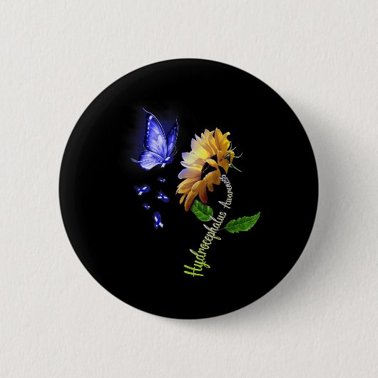 Vlinder Zonnebloem Hydrocefalus Awareness 2 Ronde Button 5,7 Cm (Voorkant)
