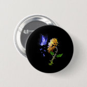 Vlinder Zonnebloem Hydrocefalus Awareness 2 Ronde Button 5,7 Cm (Voorkant /achterkant)