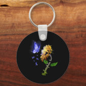 Vlinder Zonnebloem Hydrocefalus Awareness 2 Sleutelhanger (Voorkant)