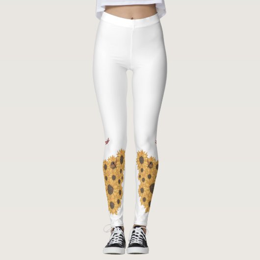 Vlinder & Zonnebloem Leggings – Levendig en Stijl (Voorkant)