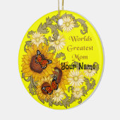 Vlinder Zonnebloem  Mama Keramisch Ornament (Links)