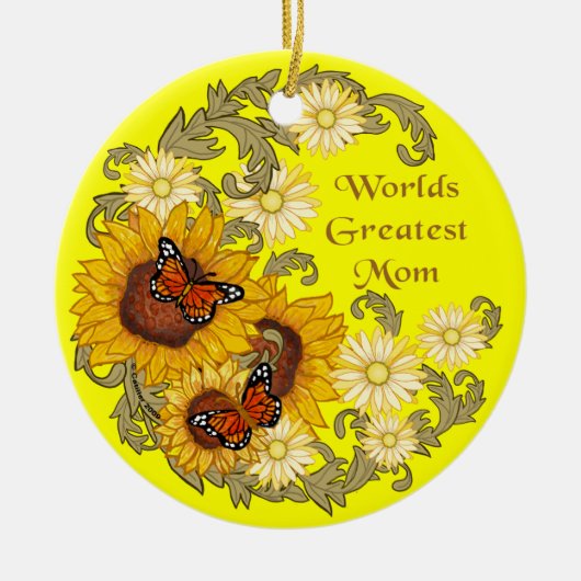 Vlinder Zonnebloem Moeder ornament (Voorkant)