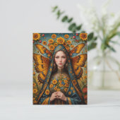 vlinder zonnebloem non briefkaart (Staand voorkant)