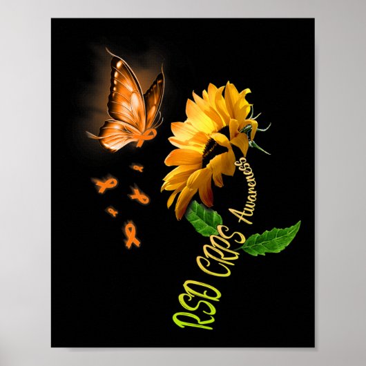 Vlinder Zonnebloem RSD CRPS Awareness 1 Poster (Voorkant)