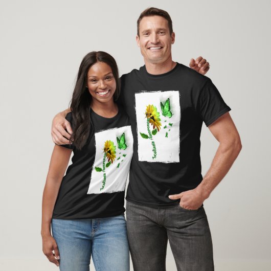 Vlinder zonnebloem scoliose bewustzijn voor mannen t-shirt (Unisex)
