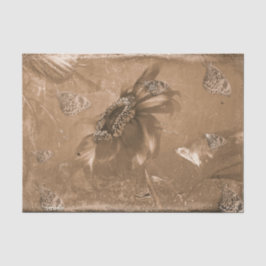  vlinder - Zonnebloem Sepia Antiek Negatief Tissuepapier