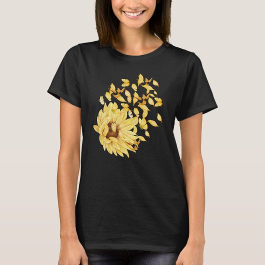 Vlinder zonnebloem t-shirt (Voorkant)