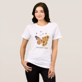 Vlinder & Zonnebloem T-shirt – Waterverf Bloemen (Voorkant volledig)