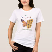 Vlinder & Zonnebloem T-shirt – Waterverf Bloemen (Voorkant)
