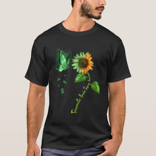 Vlinder zonnebloem traumatisch hersenletsel t-shirt (Voorkant)