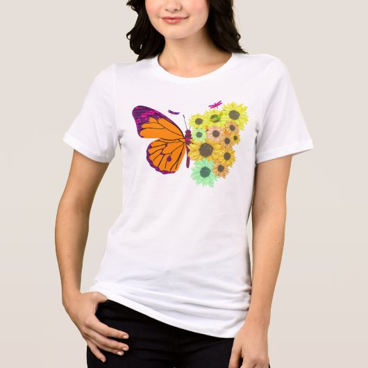 Vlinder & Zonnebloem Tuin Shirt (Voorkant)
