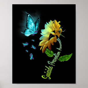 Vlinder zonnebloem zelfmoord preventie bewustzijn poster