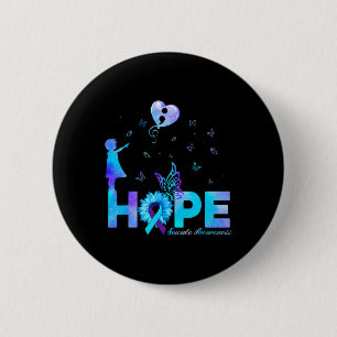 Vlinder zonnebloem zelfmoord preventie bewustzijn ronde button 5,7 cm