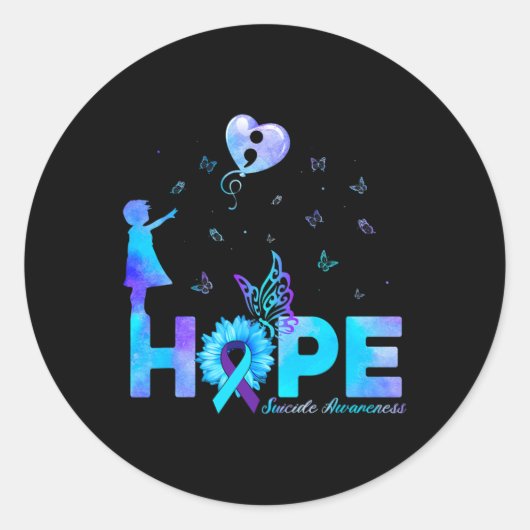 Vlinder zonnebloem zelfmoord preventie bewustzijn ronde sticker (Voorkant)