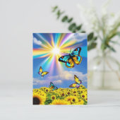 Vlinder & Zonnebloemen Briefkaart (Staand voorkant)