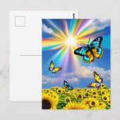 Vlinder & Zonnebloemen Briefkaart (Voorkant / Achterkant)