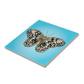 Vlinder - zwart en wit op turquoise tegeltje (Zijkant)