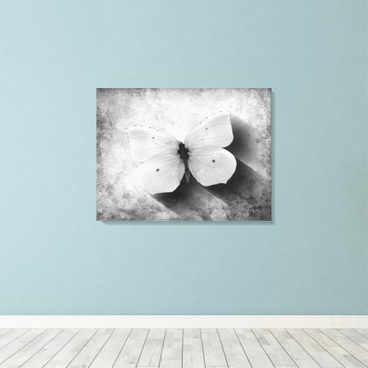  Vlinder Zwart-wit Canvas Afdruk (Insitu (Houten vloer))