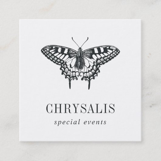  vlinder | Zwart-wit Vierkante Visitekaartje (Voorkant)